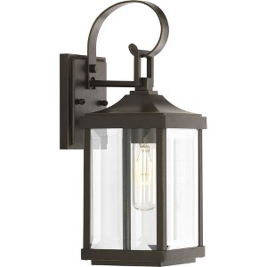 Progress Lighting, Gibbes Street, 1-Light Wall Lantern, Antique Bronze, Clear Beveled Glass. - 1 of 4