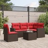 vidaXL 6 Piece Patio Sofa Set with Cushions Brown Poly Rattan - 2 of 4
