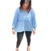 Women's Ribbed Peplum Top - Peach Love - 3 of 3