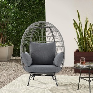 DOMETOUR Stationary Egg Chair with Grey Cushions - 1 of 3