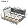 1Pc Storage Platform Bed, Solid Wood Frame with Upholstered Headboard & 2 Drawers for Bedroom - Baofuwish - 4 of 4