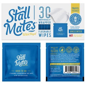 Stall Mates Wipes Witch Hazel: Flushable Wipes | Individually Wrapped | (30 on-the-go singles) - 1 of 4