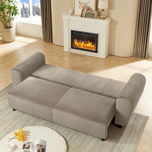 Corduroy 3-Seater Sleeper Sofa - 2-in-1 Convertible Couch with Storage & Cushions for Living Room, Apartment or Office - 1 of 4