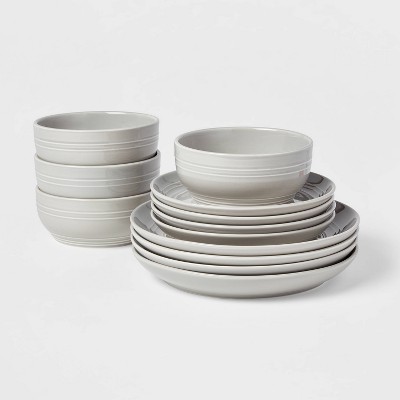 Photo 1 of 12pc Stoneware Westfield Dinnerware Set - Threshold™ 4 dinner plates, 4 salad plates, 4 bowls 