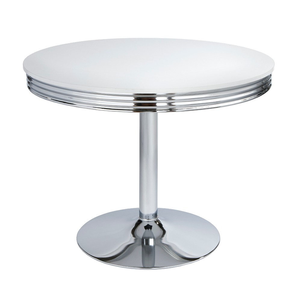 Photos - Dining Table Raleigh Retro  White - Buylateral: Chrome Pedestal Base, MDF Top, 4-Seater