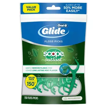 Oral-b Glide With Scope Outlast Dental Floss Picks - Mint 225ct :