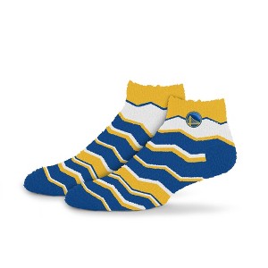 NBA Golden State Warriors Fan Fuzzy Socks: Multi-Stripe Logo Ankle Knit - 1 of 3