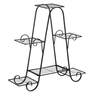 Slickblue Ornamental Metal Plant Rack, Heavy-Duty, Indoor Outdoor Shelf, Retro, Black, 30.3x27.5x8.46in - 1 of 4