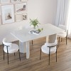 White Boucle Dining Chairs Set of 4,Mid-Century Modern Curved Back Upholstered Kitchen Chairs with Black Metal Legs-Baofuwish - 3 of 4