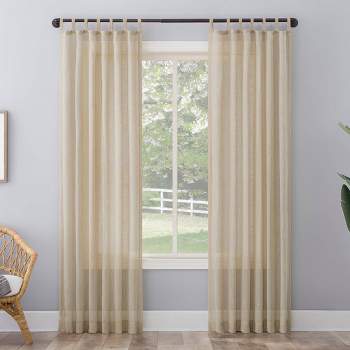 Ceri Linen Textured Jute Tabs Semi-Sheer Curtain Panel - No. 918