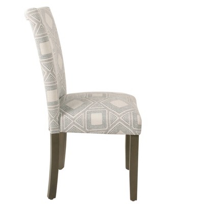 High Upholstered Faux Leather Parsons Side Chair in Woven Charcoal