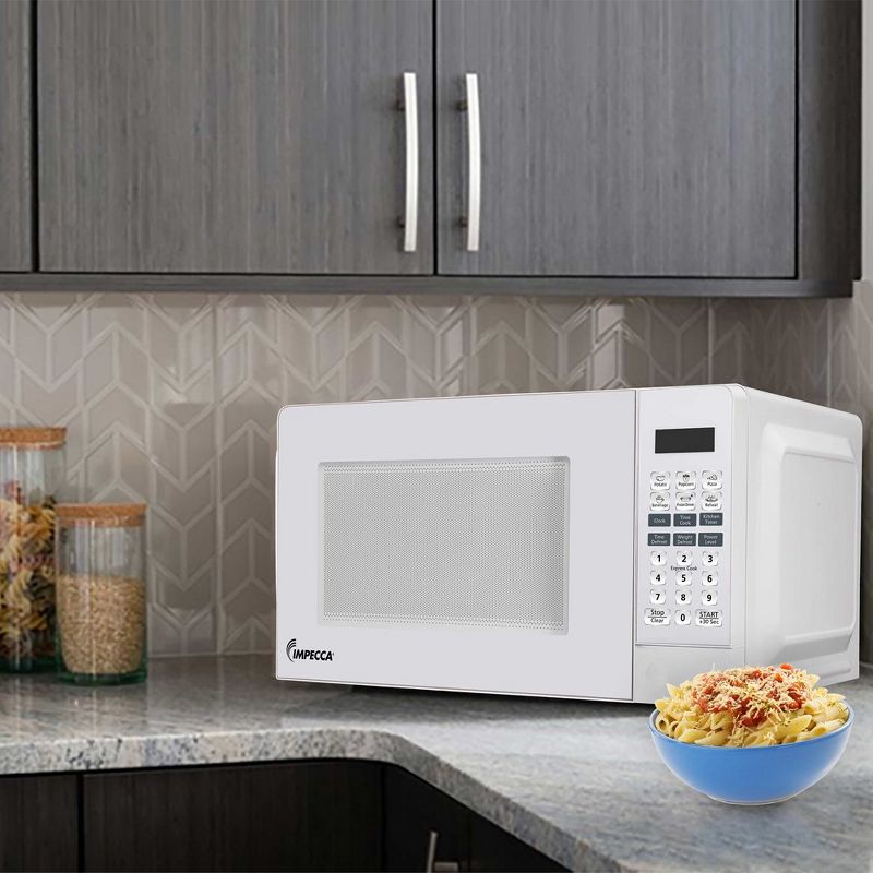 Impecca 0.7 Cu Ft, Countertop Microwave, 700 Watts -  White, 3 of 4