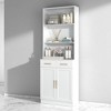Tall Bathroom Storage Cabinet with 2 Doors, 2 Drawers, and 3 Open Shelves, Freestanding Organizer with Adjustable Shelf - 2 of 4