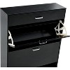 Freestanding Shoe Cabinet with 2 Flip Drawers & Open Shelf, Shoe Racks Storage Organizer with Metal Legs, Entrance Shoe Storage for Entryway Hallway - 3 of 4