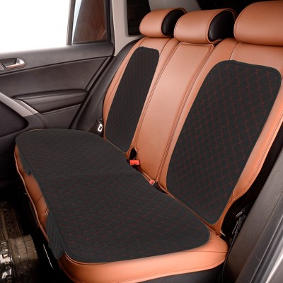 X-Autohaux Universal Breathable Protector Flax Fiber Automotive Seat Pads Black Red 1 Set