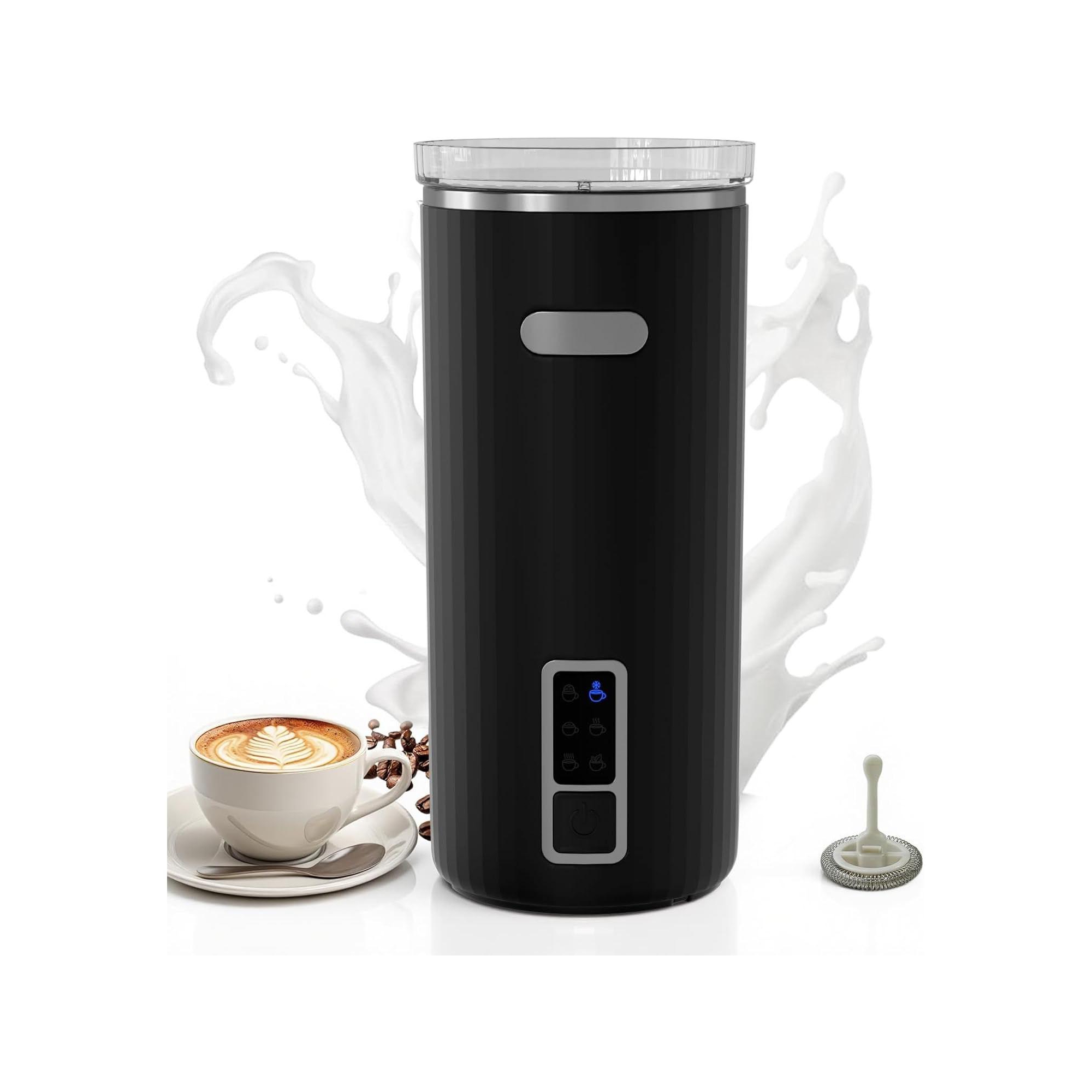 Electric Milk Frother & Steamer, 6-in-1 Automatic Hot & Cold Foam Maker and Milk Warmer for Latte, Cappuccino, Easy Clean, for Home or Office, Black
