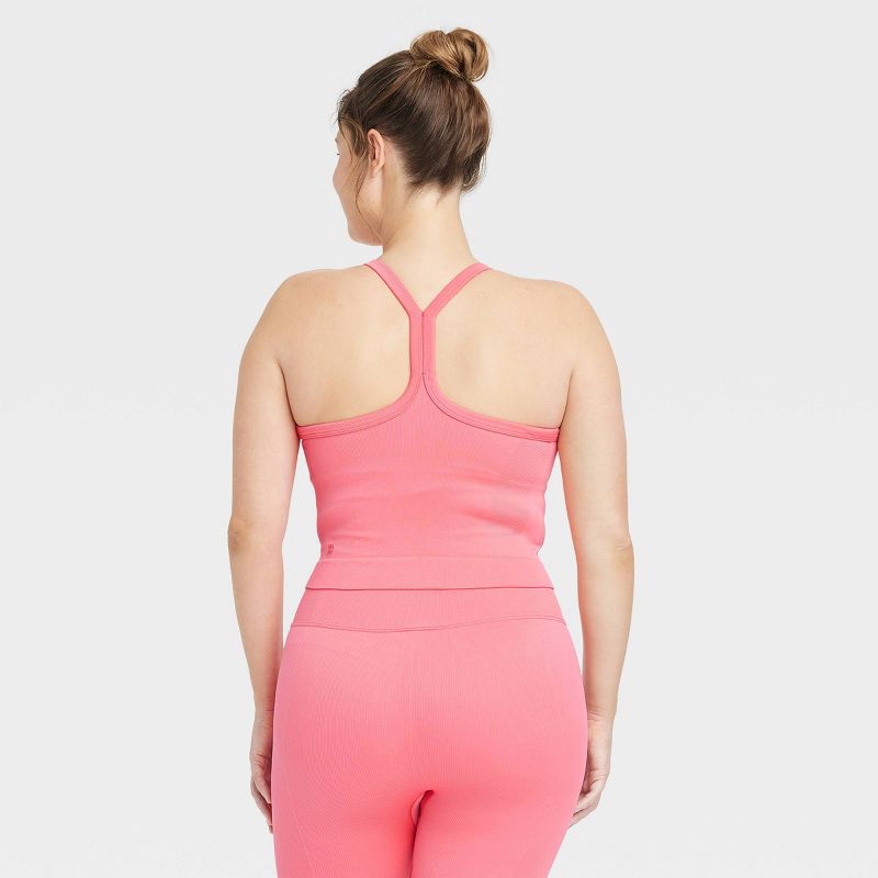 Women's Seamless Rib Cropped High Neck Tank Top - All In Motion™, 4 of 8