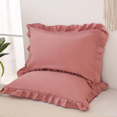 Reversible Pillow Cover – Soft Shabby Chic Ruffled Pillowcases, Wrinkle Resistant, Envelope Closure, Queen/King/Body