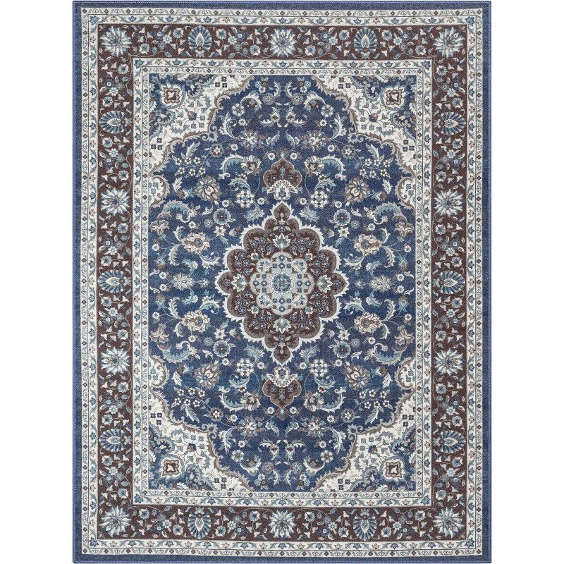 Well Woven Kings Court Gene Non-Slip Oriental Medallion Area Rug - Entryway, Kitchen & Laundry Room -Machine-Washable, Low Looped Pile, 1 of 10