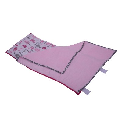 Bacati - Owls Pink Gray Girls Cotton Toddler Nap Mat