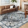 Boho Floral Vintage Faux Wool Washable Area Rug Ultra Thin Stain Resistant Pet Friendly Non Slip Accent Carpet for Living Room Bedroom Kitchen - 3 of 4