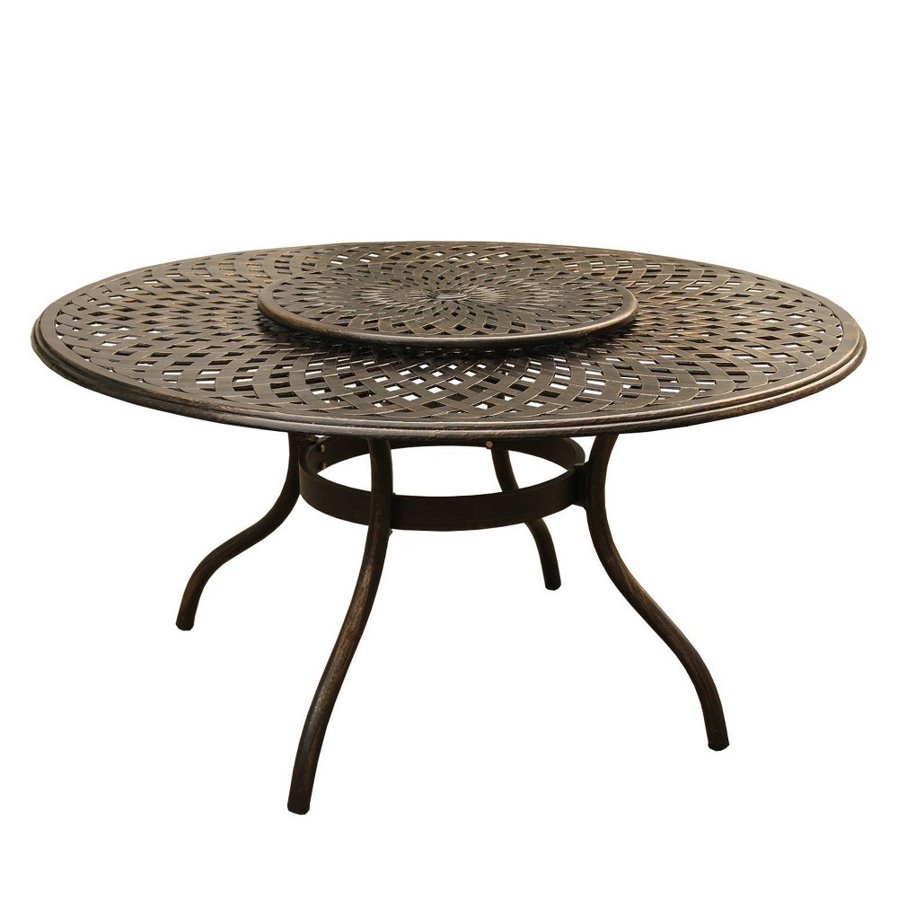 Photos - Coffee Table 59" Contemporary Modern Mesh Lattice Aluminum Round Dining Table with Lazy