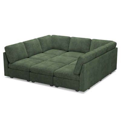 Belffin 9-Seater Sleeper Sectional - Convertible Cloud Couch with Plush Corduroy & All-Module Storage