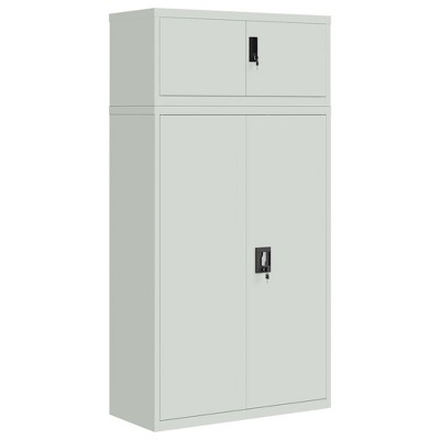 vidaXL Gray Steel File Cabinet - Lockable Storage Filing Cabinet with Adjustable Shelves for Office Organization