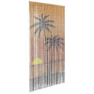 vidaXL Insect Door Curtain Palm Print 100x200cm Bamboo, Fly Curtain - 1 of 4