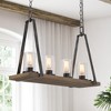 LNC Martin 4-Light 25.5" Farmhouse Linear Medium Chandelier, Brushed Black and Brown Wood - 2 of 4