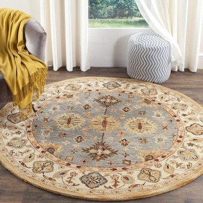 Antiquity Blue and Ivory Handmade Tufted Wool Round Rug