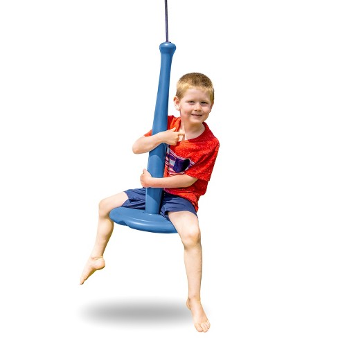 GoSports Free Flight Modern Kid Tree Swing with Rope and Carabiner - Blue