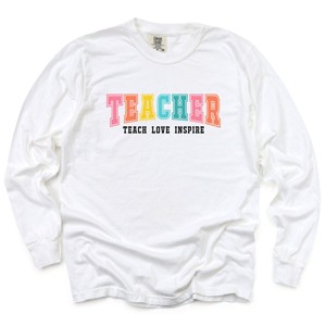 Simply Sage Market Teacher Bright Varsity Garment Dyed Long Sleeve - 1 of 4