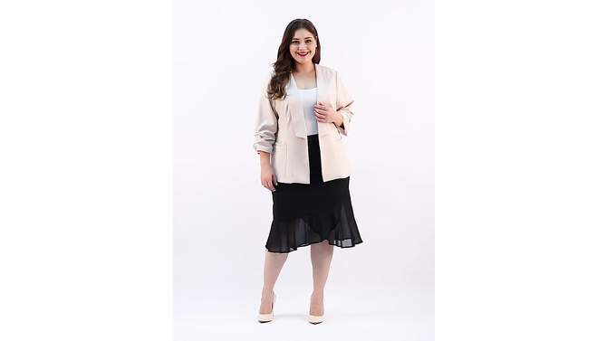 Agnes Orinda Women's Plus Size Fashion Formal with 3/4 Pleated Sleeves and Shawl Collar Blazers, 2 of 8, play video