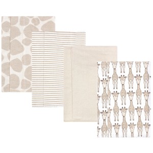 Hudson Baby Cotton Flannel Burp Cloths 4-Pack, Giraffe, One Size - 1 of 4