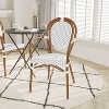 Emma & Oliver Colmar Indoor/Outdoor Stacking Thonet Bistro Style Chair with Arms, PE Rattan Seat and Finished Metal Frame - 2 of 4