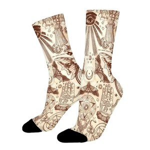 Mystic Tea Stained Women Printed Crew Socks Funny Funky Socks Soft Polyester Novelty Gifts for Artists Men - 1 of 1