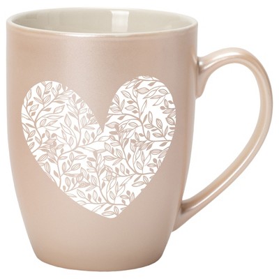 Elanze Designs Heart Leaf Precious Pearl 10 ounce New Bone China Coffee Cup Mug