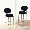 Velvet Upholstered Bar Stools Set of 2 with Footrest & Golden Metal Frame, 29" Seat Height for Kitchen-3irtyhousy - 3 of 4