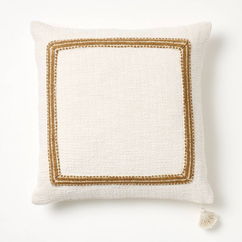 Embroidered Frame Square Throw Pillow - Threshold™ designed with Studio McGee    , 1 of 6