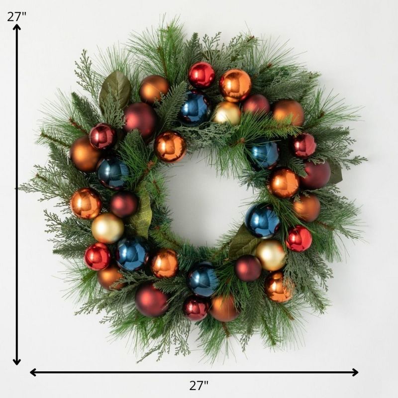 Artificial Rustic Pine & Berry Wreath Multicolor 24"H, 4 of 5
