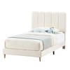 Twin Bed Frame with Headboard – White Velvet Upholstered Platform for Girls, Wood Slats - 4 of 4