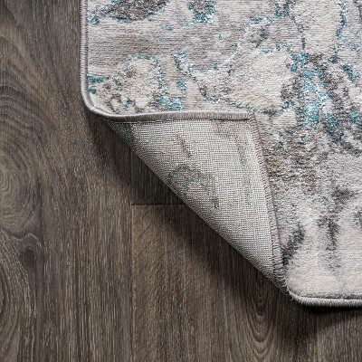 Abstract Swirl 4' x 6' Gray Synthetic Easy-Care Area Rug