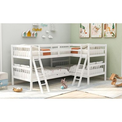 NicBex Twin Size Bunk Bed with Safety Guardrail,L-Shaped Twin Loft Bed with Built-in Ladder,Modern Bunk Beds,Noise Reduced Bunk Beds for Bedroom