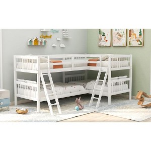 NicBex Twin Size Bunk Bed with Safety Guardrail,L-Shaped Twin Loft Bed with Built-in Ladder,Modern Bunk Beds,Noise Reduced Bunk Beds for Bedroom - 1 of 4