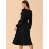 Seta T Women's Crewneck Long Sleeve Tie Waist Elegant Midi Dress - 4 of 4
