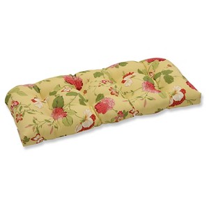 Outdoor Wicker Loveseat Cushion - Yellow/Red Floral - Pillow Perfect