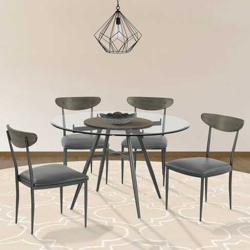 Armen Living Denis Contemporary Round Metal Dining Table Mineral Finish