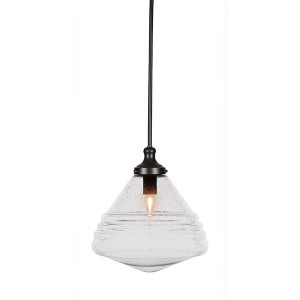 Toltec Lighting Juno 1 - Light Pendant in  Matte Black with 14" Clear Bubble Shade - 1 of 1