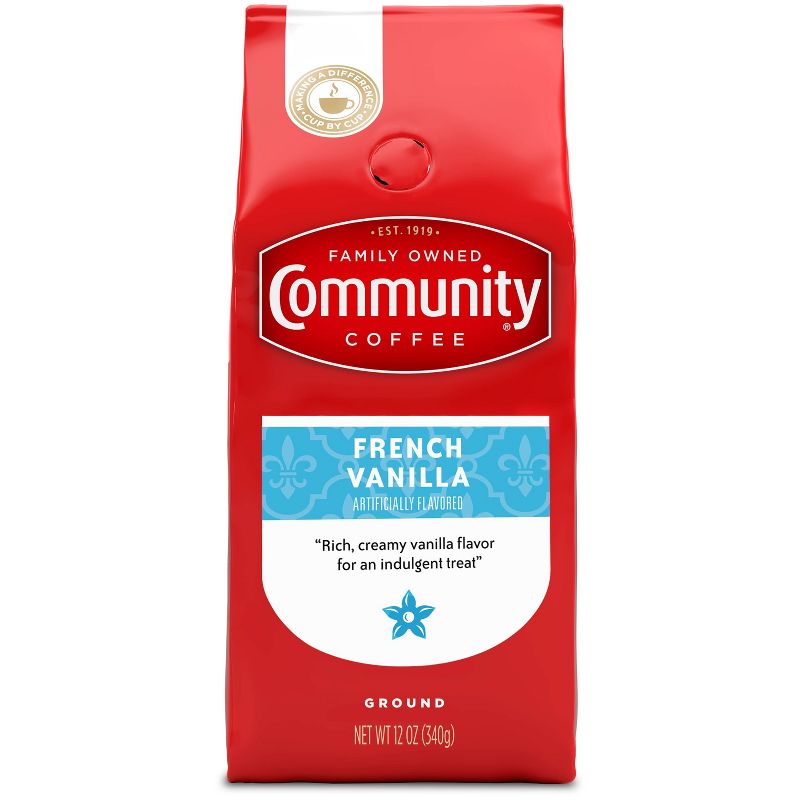 Community Coffee French Vanilla Medium Dark Roast Ground Coffee - 12oz, 1 of 4